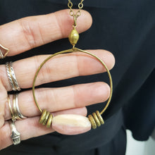 Load image into Gallery viewer, African Brass Hoop Pendant Necklace - Peruvian Pink Opal