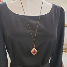 Load image into Gallery viewer, Vintage Diamond Locket - Fushia Pink Enamel