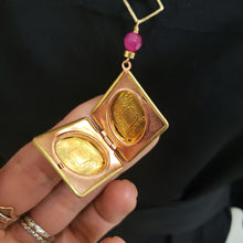 Load image into Gallery viewer, Vintage Diamond Locket - Fushia Pink Enamel