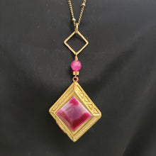 Load image into Gallery viewer, Vintage Diamond Locket - Fushia Pink Enamel