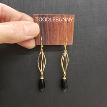 Load image into Gallery viewer, Black Onyx Spiral Cage Drop Earrings