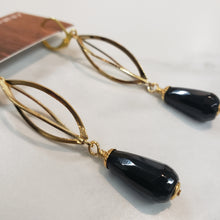 Load image into Gallery viewer, Black Onyx Spiral Cage Drop Earrings