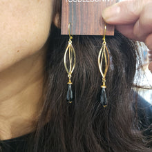 Load image into Gallery viewer, Black Onyx Spiral Cage Drop Earrings