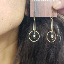 Load image into Gallery viewer, Bar Ring Drop Earrings - Apatite