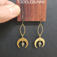 Load image into Gallery viewer, Crescent Moon Marquis Link Drop Earrings - Pyrite