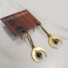 Load image into Gallery viewer, Crescent Moon Marquis Link Drop Earrings - Pyrite