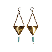 Load image into Gallery viewer, Geometric Triangle Point Drop Earrings - Red Jasper