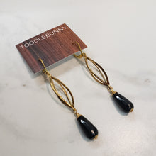 Load image into Gallery viewer, Black Onyx Spiral Cage Drop Earrings