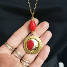 Load image into Gallery viewer, Vintage Round Locket Necklace - Yin Yang Red