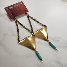 Load image into Gallery viewer, Geometric Triangle Point Drop Earrings - Red Jasper