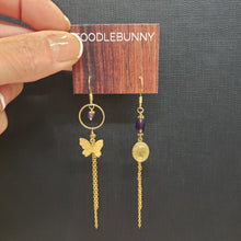 Load image into Gallery viewer, Asymmetric Butterfly Locket Earrings - Amethyst