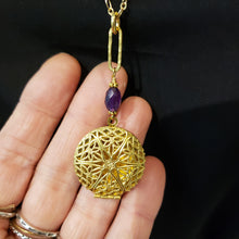 Load image into Gallery viewer, Round Filigree Locket - Amethyst
