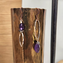 Load image into Gallery viewer, Asymmetric Faceted Amethyst Drop Earrings