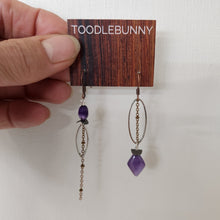 Load image into Gallery viewer, Asymmetric Faceted Amethyst Drop Earrings