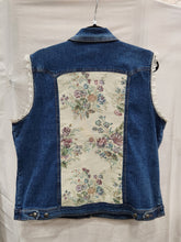 Load image into Gallery viewer, Reworked Denim Vest - 90s Floral and Lace XL
