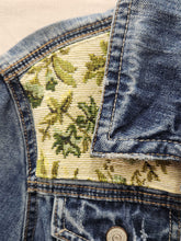Load image into Gallery viewer, Reworked Denim Jacket - Green Floral M