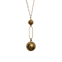Load image into Gallery viewer, Vintage Ball Locket Necklace - Mustard Mookaite stone