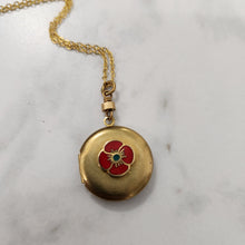 Load image into Gallery viewer, Small Vintage Round Locket Necklace - Poppy