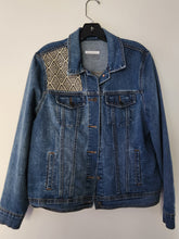 Load image into Gallery viewer, Reworked Denim Jacket - Aztec Diamond Print L