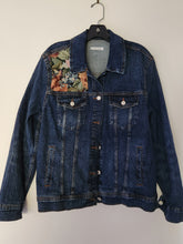 Load image into Gallery viewer, Reworked Denim Jacket - Floral Garden Tapestry XL