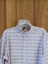 Load image into Gallery viewer, Ruffled Collar Blouse - pink grey plaid XL