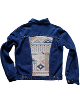 Load image into Gallery viewer, Reworked Denim Jacket - 90s Studded Pastel Aztec