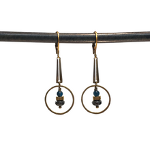 Load image into Gallery viewer, Bar Ring Drop Earrings - Apatite