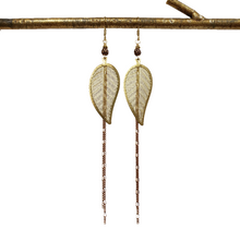 Load image into Gallery viewer, Vintage mesh leaves duster earrings