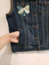Load image into Gallery viewer, Reworked Denim Vest - Dragonfly