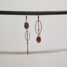 Load image into Gallery viewer, Asymmetric Smooth Sunstone Drop Earrings