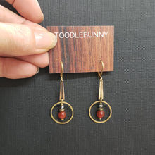 Load image into Gallery viewer, Bar Ring Drop Earrings - Carnelian