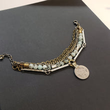 Load image into Gallery viewer, Kuchi Coin Multi Chain Layered Stone Bracelet - Sesame Kiwi Jasper