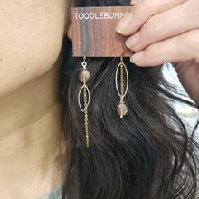 Load image into Gallery viewer, Asymmetric Smooth Sunstone Drop Earrings