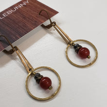 Load image into Gallery viewer, Bar Ring Drop Earrings - Carnelian