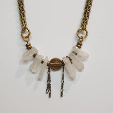 Load image into Gallery viewer, Quart Point Brass Collar Necklace - Opal Aura