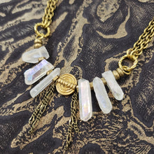 Load image into Gallery viewer, Quart Point Brass Collar Necklace - Opal Aura