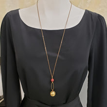 Load image into Gallery viewer, Vintage Ball Locket Necklace - Red Jasper
