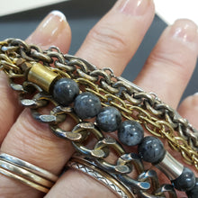 Load image into Gallery viewer, Kuchi Coin Multi Chain Layered Stone Bracelet - Larvikite