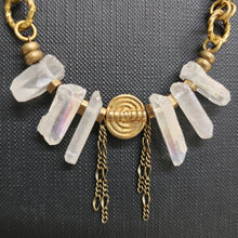 Load image into Gallery viewer, Quart Point Brass Collar Necklace - Opal Aura
