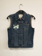 Load image into Gallery viewer, Reworked Denim Vest - Dragonfly