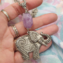 Load image into Gallery viewer, Amethyst Lucky Elephant Pendant Necklace
