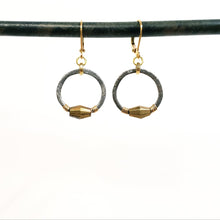 Load image into Gallery viewer, Petit Black Gold Trio Hoop Drop Earrings