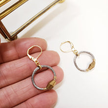Load image into Gallery viewer, Petit Black Gold Trio Hoop Drop Earrings
