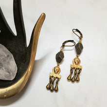 Load image into Gallery viewer, Brass Pharoah Egyptian Fringe earrings