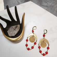Load image into Gallery viewer, Red lunar orbit earrings
