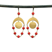 Load image into Gallery viewer, Red lunar orbit earrings