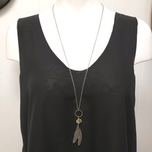 Load image into Gallery viewer, Citrine feather ring drop necklace