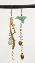 Load image into Gallery viewer, Asymmetric Twig Y Stone Bird Earrings - more colors available