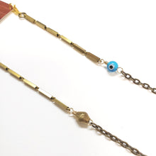 Load image into Gallery viewer, Glasses Chain Vintage brass bar chain Evil Eye - more colors available
