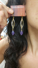 Load image into Gallery viewer, Amethyst Spiral Cage drop earrings